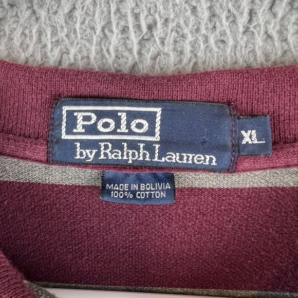 VINTAGE POLO RALPH LAUREN MEN’S SHIRT Size XL Striped Rugby Polo - Picture 4 of 8